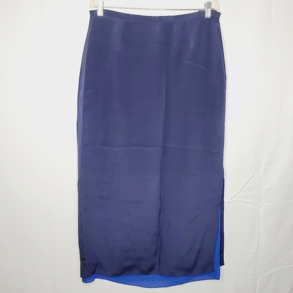 Josephine Chaus SILK Slip Skirt Maxi Size 16 Contrast Color Exposed Lining - Picture 11 of 11
